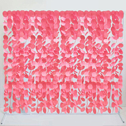 Занавес из бумажных кругов на нитях 5 шт х 2 м, розовый